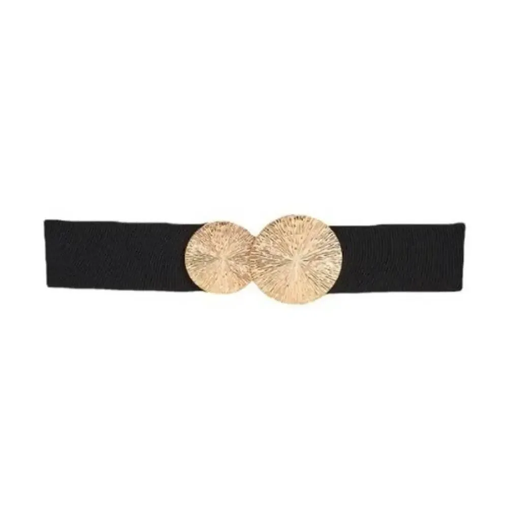 2/$30 NEW Elastic Wide Corset Safe Waist Belt Metallic Snap Buckle Black Cinched